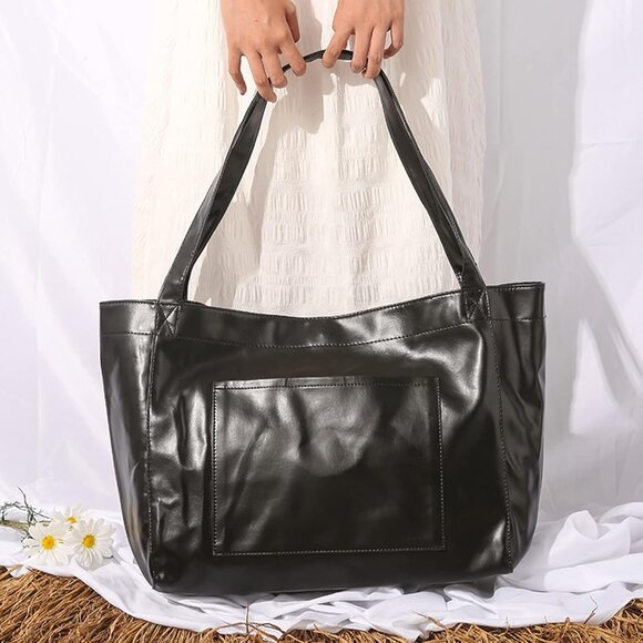 Large Shoulder Tote Women PU Leather Spacious Travel Work Hobo Bag - Picture 7 of 9